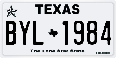 TX license plate BYL1984