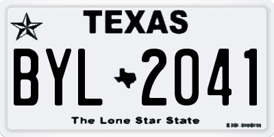 TX license plate BYL2041