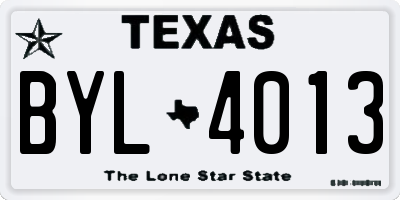 TX license plate BYL4013