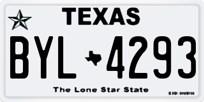 TX license plate BYL4293