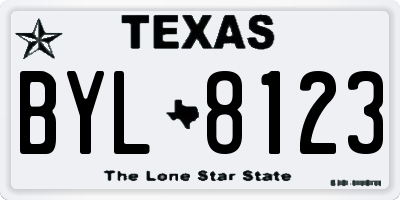 TX license plate BYL8123