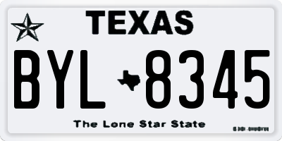 TX license plate BYL8345