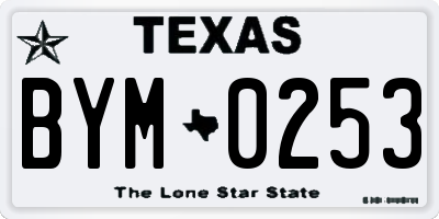 TX license plate BYM0253