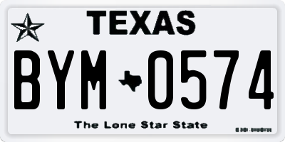 TX license plate BYM0574