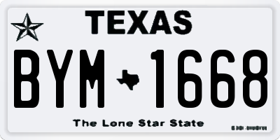 TX license plate BYM1668