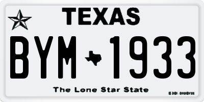TX license plate BYM1933
