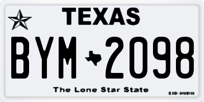 TX license plate BYM2098