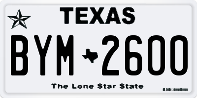 TX license plate BYM2600