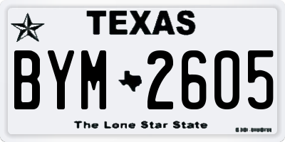 TX license plate BYM2605