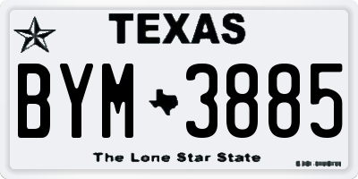 TX license plate BYM3885
