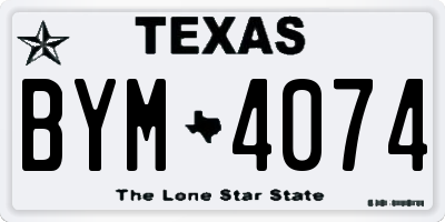 TX license plate BYM4074
