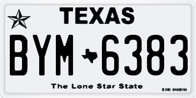 TX license plate BYM6383