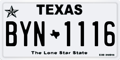 TX license plate BYN1116