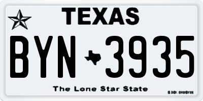TX license plate BYN3935