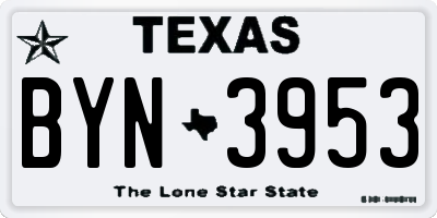 TX license plate BYN3953