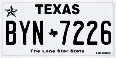 TX license plate BYN7226