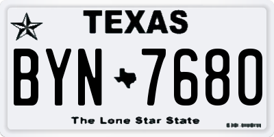 TX license plate BYN7680