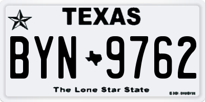 TX license plate BYN9762