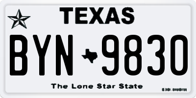 TX license plate BYN9830