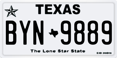 TX license plate BYN9889