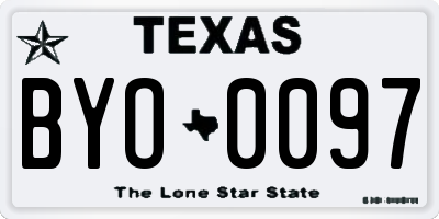 TX license plate BYO0097