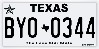 TX license plate BYO0344