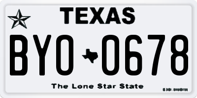 TX license plate BYO0678