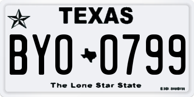 TX license plate BYO0799