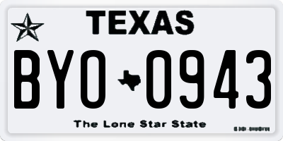 TX license plate BYO0943