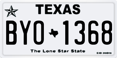 TX license plate BYO1368