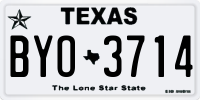 TX license plate BYO3714