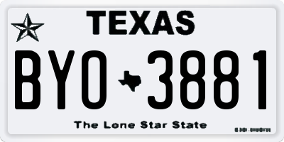 TX license plate BYO3881