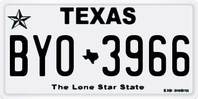 TX license plate BYO3966