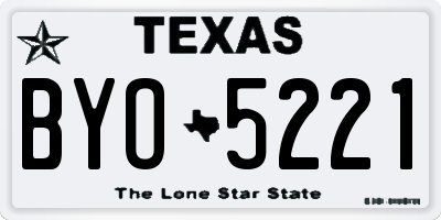 TX license plate BYO5221