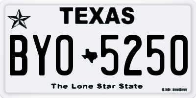 TX license plate BYO5250