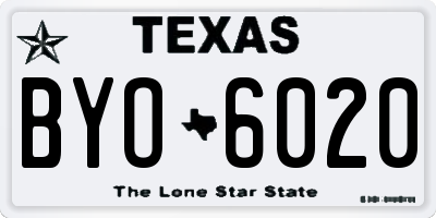 TX license plate BYO6020