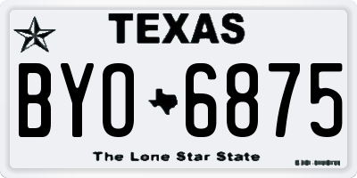 TX license plate BYO6875