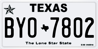 TX license plate BYO7802