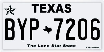 TX license plate BYP7206
