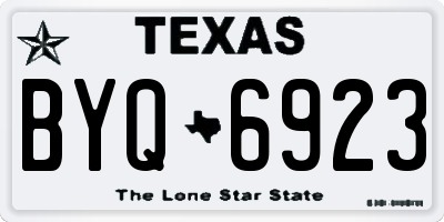 TX license plate BYQ6923
