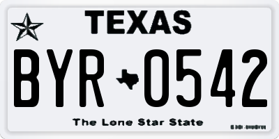 TX license plate BYR0542