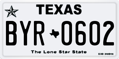 TX license plate BYR0602