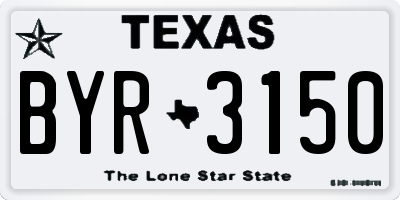 TX license plate BYR3150