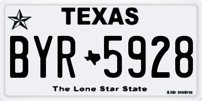 TX license plate BYR5928