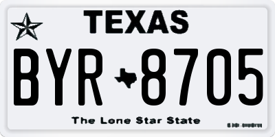 TX license plate BYR8705