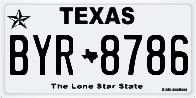 TX license plate BYR8786