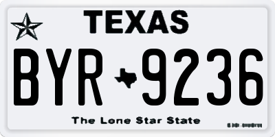 TX license plate BYR9236