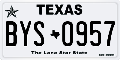 TX license plate BYS0957