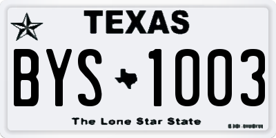 TX license plate BYS1003