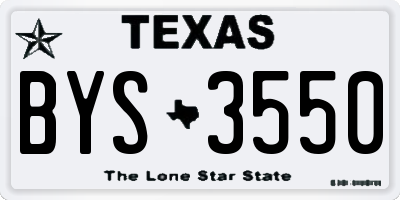 TX license plate BYS3550